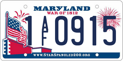 MD license plate 1AF0915