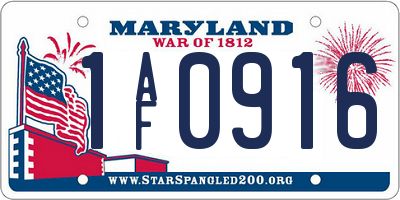 MD license plate 1AF0916