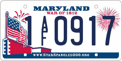 MD license plate 1AF0917