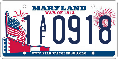 MD license plate 1AF0918