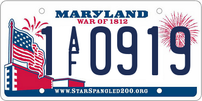 MD license plate 1AF0919