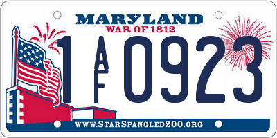 MD license plate 1AF0923