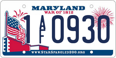 MD license plate 1AF0930