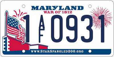 MD license plate 1AF0931