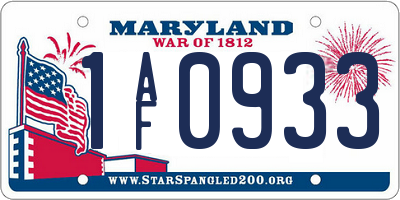 MD license plate 1AF0933