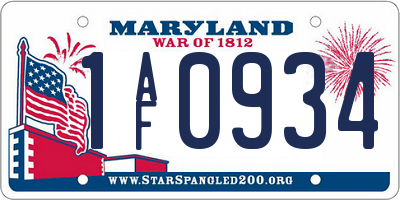 MD license plate 1AF0934