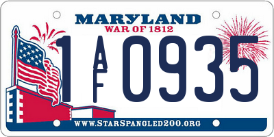 MD license plate 1AF0935