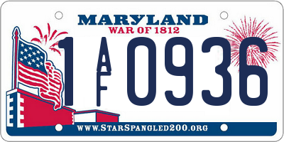 MD license plate 1AF0936