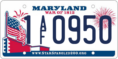 MD license plate 1AF0950