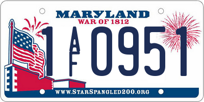 MD license plate 1AF0951