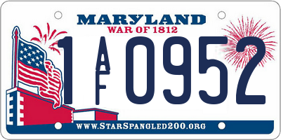 MD license plate 1AF0952