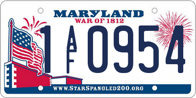 MD license plate 1AF0954