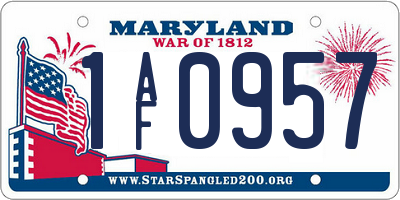 MD license plate 1AF0957