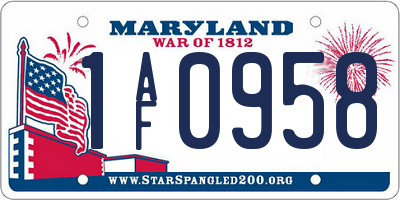 MD license plate 1AF0958
