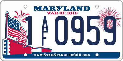 MD license plate 1AF0959