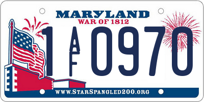 MD license plate 1AF0970