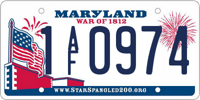MD license plate 1AF0974