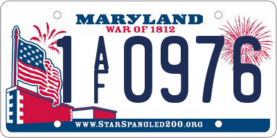 MD license plate 1AF0976
