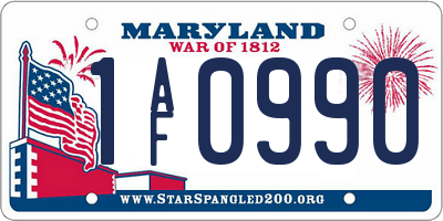 MD license plate 1AF0990