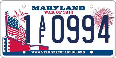 MD license plate 1AF0994