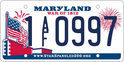 MD license plate 1AF0997
