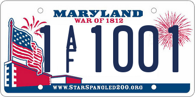MD license plate 1AF1001