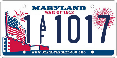 MD license plate 1AF1017