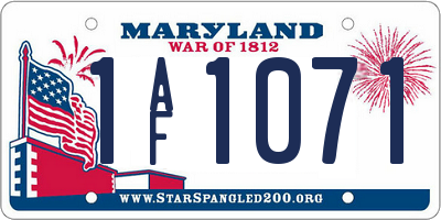 MD license plate 1AF1071