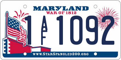 MD license plate 1AF1092
