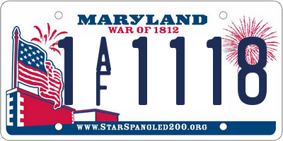 MD license plate 1AF1118