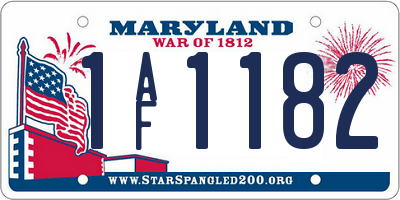 MD license plate 1AF1182