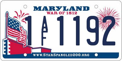 MD license plate 1AF1192