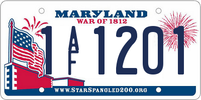 MD license plate 1AF1201