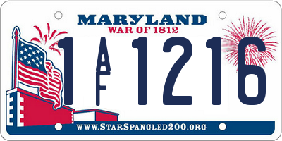 MD license plate 1AF1216