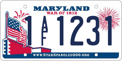 MD license plate 1AF1231