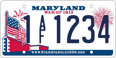 MD license plate 1AF1234