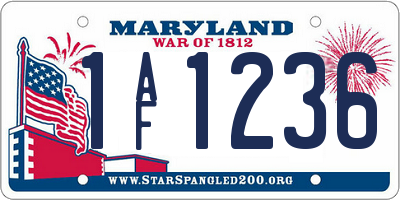 MD license plate 1AF1236