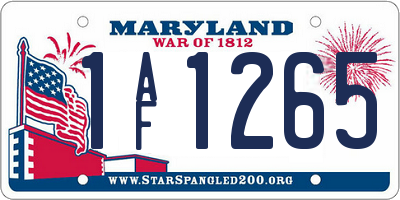 MD license plate 1AF1265