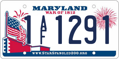 MD license plate 1AF1291