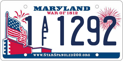 MD license plate 1AF1292