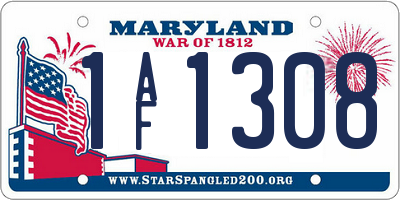 MD license plate 1AF1308