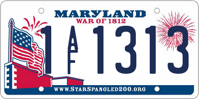 MD license plate 1AF1313