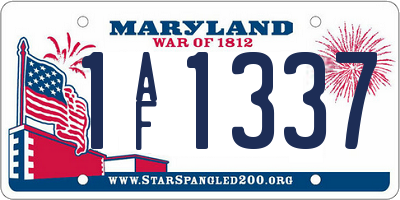 MD license plate 1AF1337