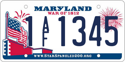MD license plate 1AF1345