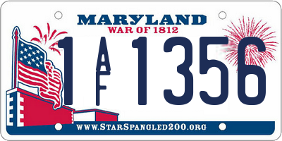 MD license plate 1AF1356