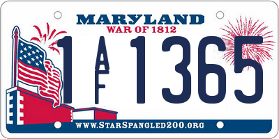 MD license plate 1AF1365