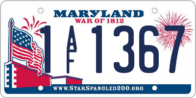 MD license plate 1AF1367