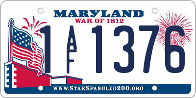 MD license plate 1AF1376