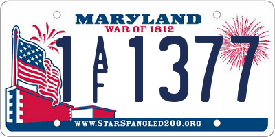MD license plate 1AF1377