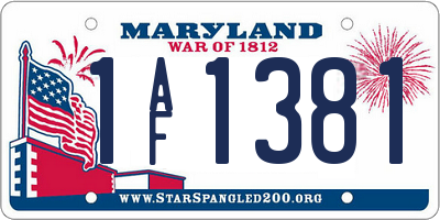 MD license plate 1AF1381